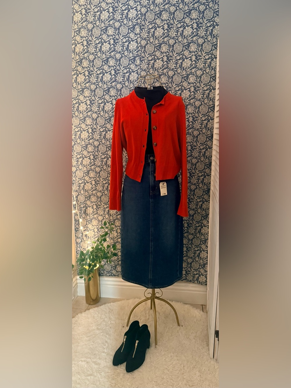 On 34th Red Button-Front Cardigan – Size M